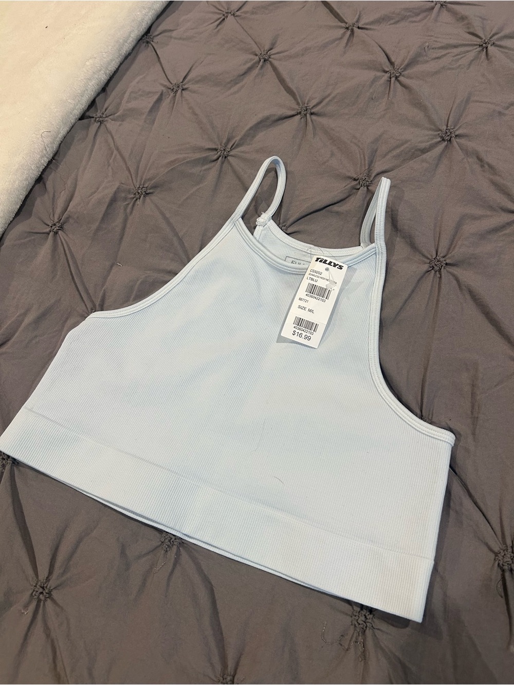 Tilly’s Light Blue Ribbed Crop Tank Top - Women, NWT